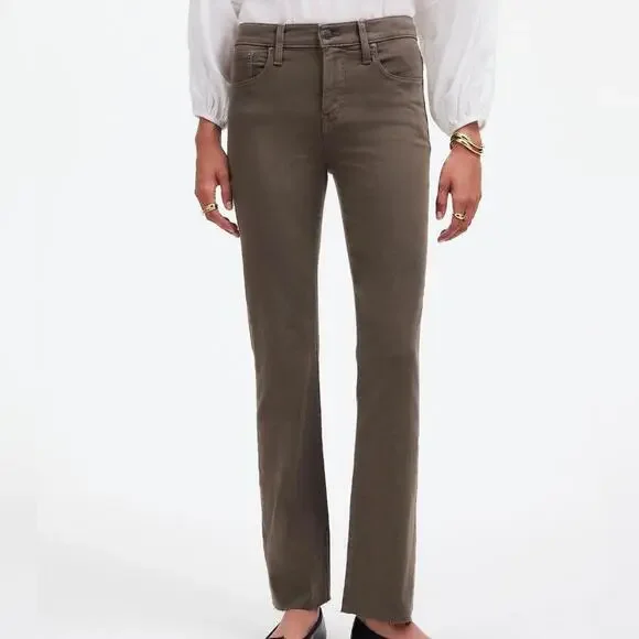 Madewell Kick Out Crop Jeans in Driftwood Brown - Picture 1 of 9